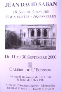 Galerie L'Ecusson - Montpellier Septembre 2000
